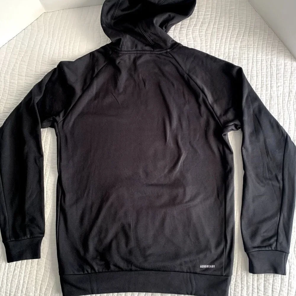 ADIDAS Men's Long Sleeve Pullover Hoodie Logo Graphic Black Gray SZ S NEW